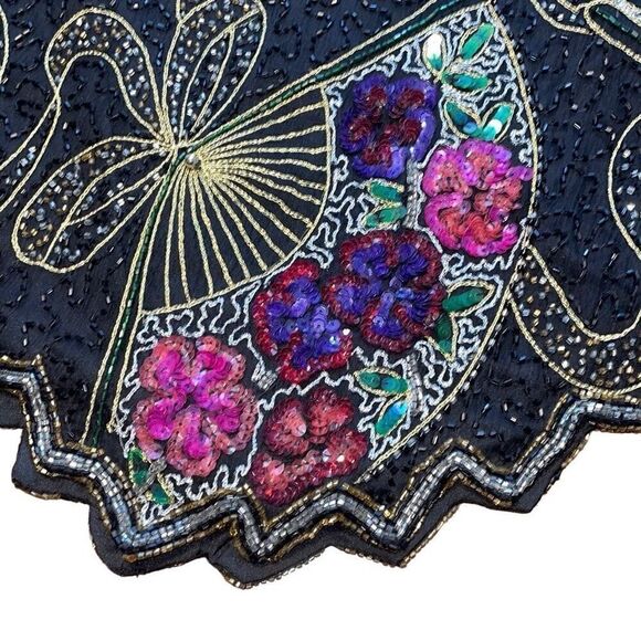 Laurence Kazar vintage beaded glam silk special occasion party top L - Picture 4 of 14